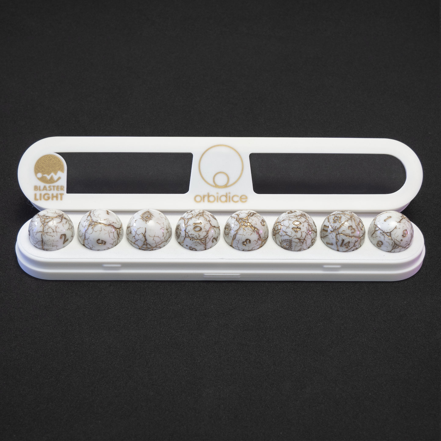 Orbidice Royal Nox – White & Gold Edition | Premium Spherical Dice Set